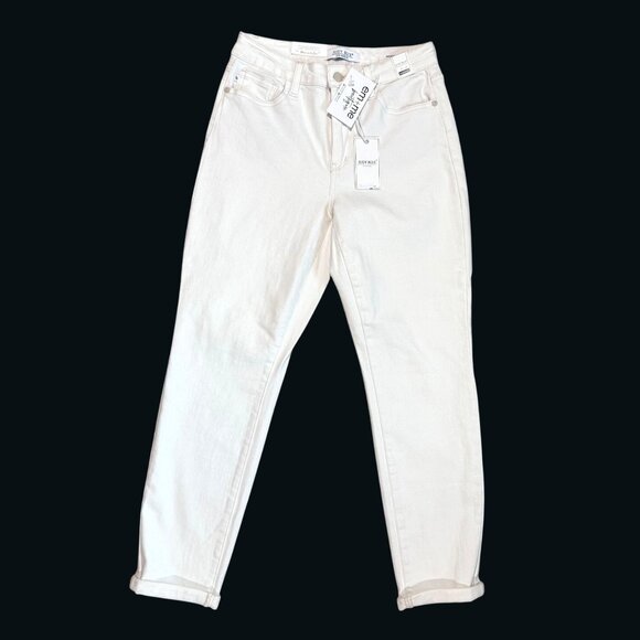 NWT size 5/27 Judy Blue Everly boyfriend white jeans New stretch JB88452 high wa - Picture 2 of 7